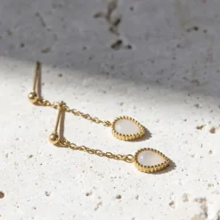 Boucles d'oreilles Femme EMMA & CHLOÉ HEPA OR PIERRE LUNE Acier Doré