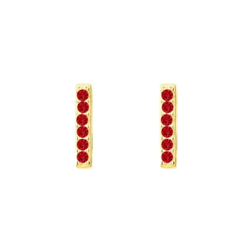 Boucles d’Oreilles Femme EDORA Plaqué Or Spinelles Rouges
