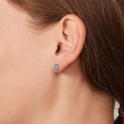 Boucles d'oreilles Femme Fossil disques argentés