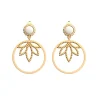 Boucles d'Oreilles Femme LES CADETTES LOTUS PERLE BLANC Laiton Doré