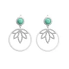 Boucles d'Oreilles Femme LES CADETTES LOTUS PERLE VERT Laiton Argenté