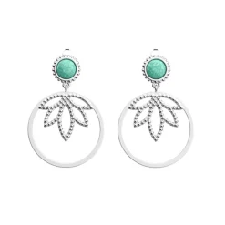 Boucles d'Oreilles Femme LES CADETTES LOTUS PERLE VERT Laiton Argenté
