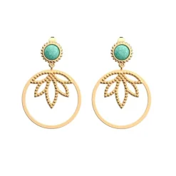 Boucles d'Oreilles Femme LES CADETTES LOTUS PERLE Laiton Doré