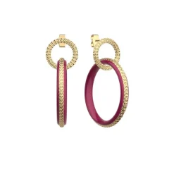 Boucles d'Oreilles Femme LES CADETTES REPTILE ROUGE LAQUÉ Laiton Doré
