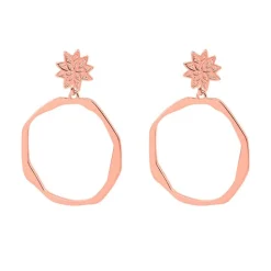 Boucles d'Oreilles Femme LES CADETTES NÉNUPHAR Laiton Doré Rose