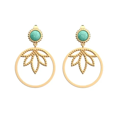 Boucles d'Oreilles Femme LES CADETTES LOTUS PERLE Laiton Doré