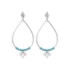 Boucles d'Oreilles Femme LES CADETTES LOTUS GOUTTE Laiton Argenté Perles Turquoises