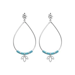 Boucles d'Oreilles Femme LES CADETTES LOTUS GOUTTE Laiton Argenté Perles Turquoises