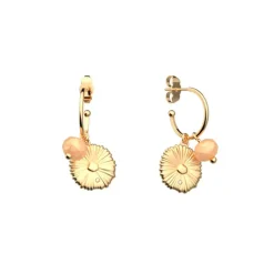 Boucles d'Oreilles Femme LES CADETTES SUMMER GIRAFE PERLES CORAIL Laiton Doré