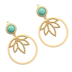 Boucles d'Oreilles Femme LES CADETTES LOTUS PERLE Laiton Doré