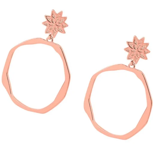 Boucles d'Oreilles Femme LES CADETTES NÉNUPHAR Laiton Doré Rose