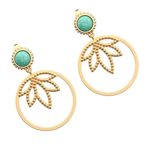 Boucles d'Oreilles Femme LES CADETTES LOTUS PERLE Laiton Doré