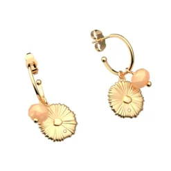 Boucles d'Oreilles Femme LES CADETTES SUMMER GIRAFE PERLES CORAIL Laiton Doré