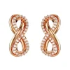 Boucles d'Oreilles Femme Puces Infini Swarovski Hyperbola Métal Doré Rose et Zircones 5684085
