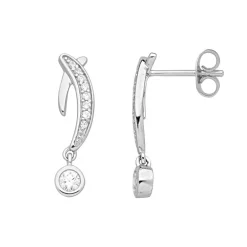 Boucles d'Oreilles femme pendantes EDORA ARGENT 925/1000 et Oxydes
