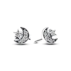Boucles d’Oreilles Femme Puces Pandora Moments Lunes & Étoiles Scintillantes 292990C01