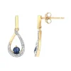 Boucles d'oreilles Femme Pendantes EDORA OR 750/1000 Jaune, Saphirs et diamants EDOA21120