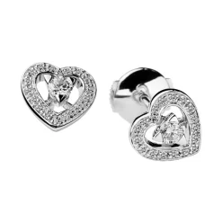 Boucles d'oreilles femme puce Mauboussin Sex Love Touch coeur Or 750/1000 Blanc et diamants 26301111