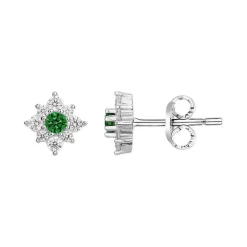 Boucles d'Oreilles Femme Puces EDORA ARGENT 925/1000 et Spinelles 70400573