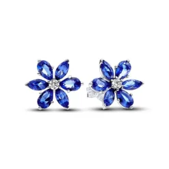 Boucles d'Oreilles Femme Puces Pandora ARGENT 925/1000 Herbier Bleu Scintillant 292407C01