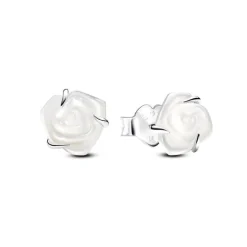 Boucles d'Oreilles Femme Puces Pandora ARGENT 925/1000 Rose Blanche 293209C01