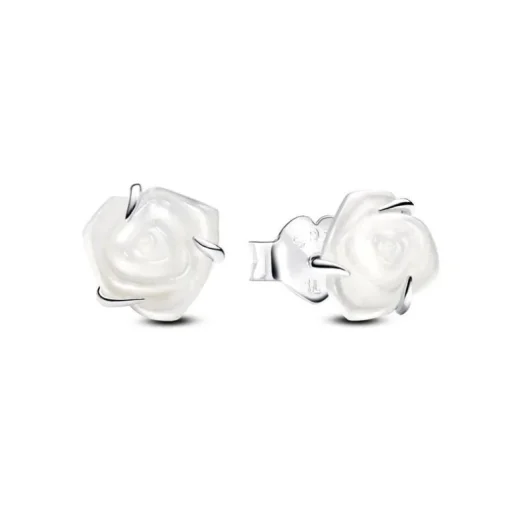 Boucles d'Oreilles Femme Puces Pandora ARGENT 925/1000 Rose Blanche 293209C01