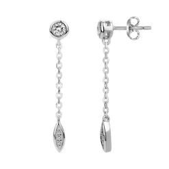 Boucles d'Oreilles femme pendantes EDORA ARGENT 925/1000 et Oxydes