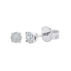 Boucles d'Oreilles Femme Puces Adèle OR 750/1000 Blanc et Diamants CE24837DW