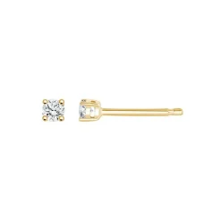Boucles d'Oreilles Femme Puces EVIDENCE OR 750/1000 Jaune et Diamants 0,09 Carat CE27673D