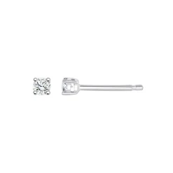 Boucles d'Oreilles Femme Puces EVIDENCE OR 750/1000 Blanc et Diamants 0,09 Carat CE27673DW