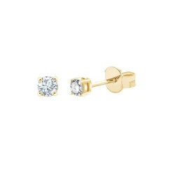 Boucles d'Oreilles Femme Puces EVIDENCE OR 750/1000 Jaune et Diamants 0,18 Carat CE27675D