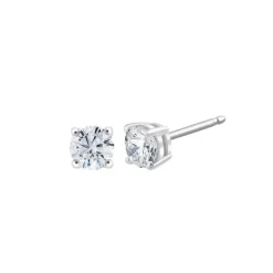 Boucles d'Oreilles Femme Puces EVIDENCE OR 750/1000 Blanc et Diamants 0,30 Carat CE27677DW