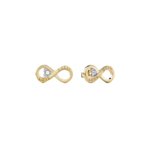 Boucles d'Oreilles Femme Puces STUDS PARTY Guess Bijoux Acier Doré et Strass JUBE02182JWYG