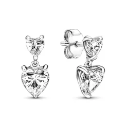 Boucles d'Oreilles Femme Pendantes Pandora Timeless Scintillants Cœur Double 291199C01