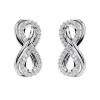 Boucles d'Oreilles Femme Puces Singe Infini Swarovski Hyperbola Métal Argenté et Zircones 5687269