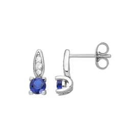 Boucles d'Oreilles Femme Puces EDORA ARGENT 925/1000 et spinelles Bleues EDO70400386