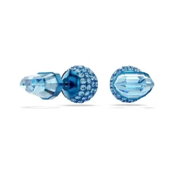 Boucles d'Oreilles Femme Puces Swarovski Lucent Bleu et Cristaux 5680693