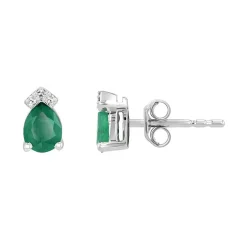 Boucles d'oreilles Femme Puces EDORA OR 750/1000 Blanc, Émeraudes et diamants EDOA03817