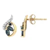 Boucles d'oreilles Femme Puces EDORA OR 750/1000 Jaune, Saphirs et diamants EDOA21420