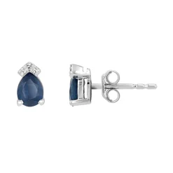 Boucles d'oreilles Femme Puces EDORA OR 750/1000 Blanc, Saphirs et diamants EDOA98514
