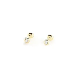 Boucles d'Oreilles Femme Puces AGATHA ROND Argent 925/1000 Doré Oxydes de Zirconium