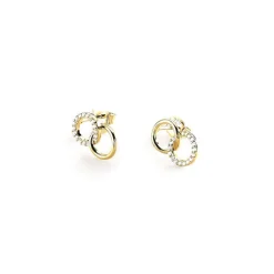 Boucles d'Oreilles Femme Puces AGATHA RONDOU Argent 925/1000 Doré Oxydes de Zirconium