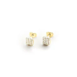 Boucles d'Oreilles Femme Puces AGATHA GLORIA Argent 925/1000 Doré Oxydes de Zirconium