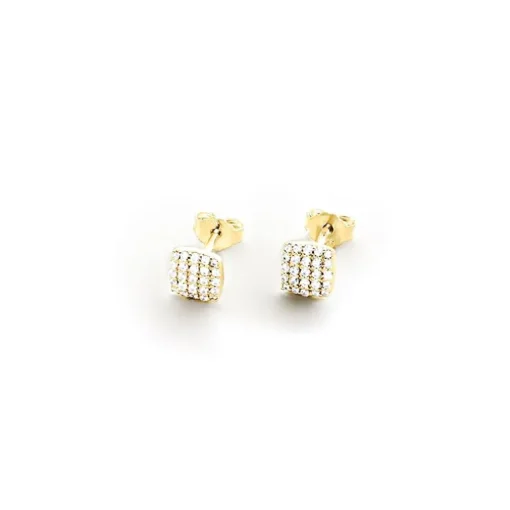 Boucles d'Oreilles Femme Puces AGATHA GLORIA Argent 925/1000 Doré Oxydes de Zirconium
