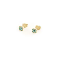 Boucles d'Oreilles Femme Puces AGATHA BELOVED Argent 925/1000 Doré Oxydes de Zirconium