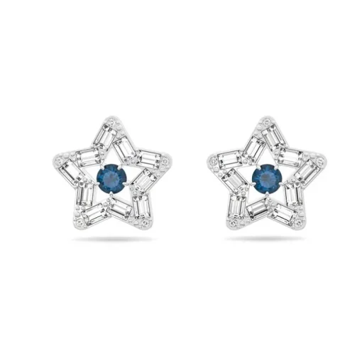 Boucles d'Oreilles femme puces swarovski Stella métal argenté et cristaux