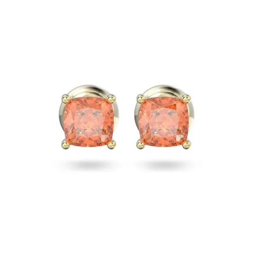 Boucles d'Oreilles femme puces swarovski Stilla métal doré et cristaux oranges