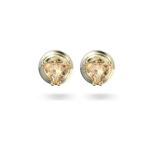 Boucles d'Oreilles femme puces swarovski Stilla métal doré et cristaux oranges