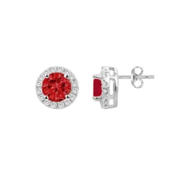 Boucles d'Oreilles Femme Puces EDORA ARGENT 925/1000 et Spinelles