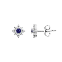 Boucles d'Oreilles Femme Puces EDORA ARGENT 925/1000 et Spinelles